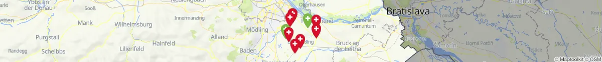 Kartenansicht für Apotheken-Notdienste in der Nähe von Rauchenwarth (Bruck an der Leitha, Niederösterreich)